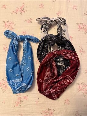Kids Bandana Headbands - Blue, White, Black, Burgundy